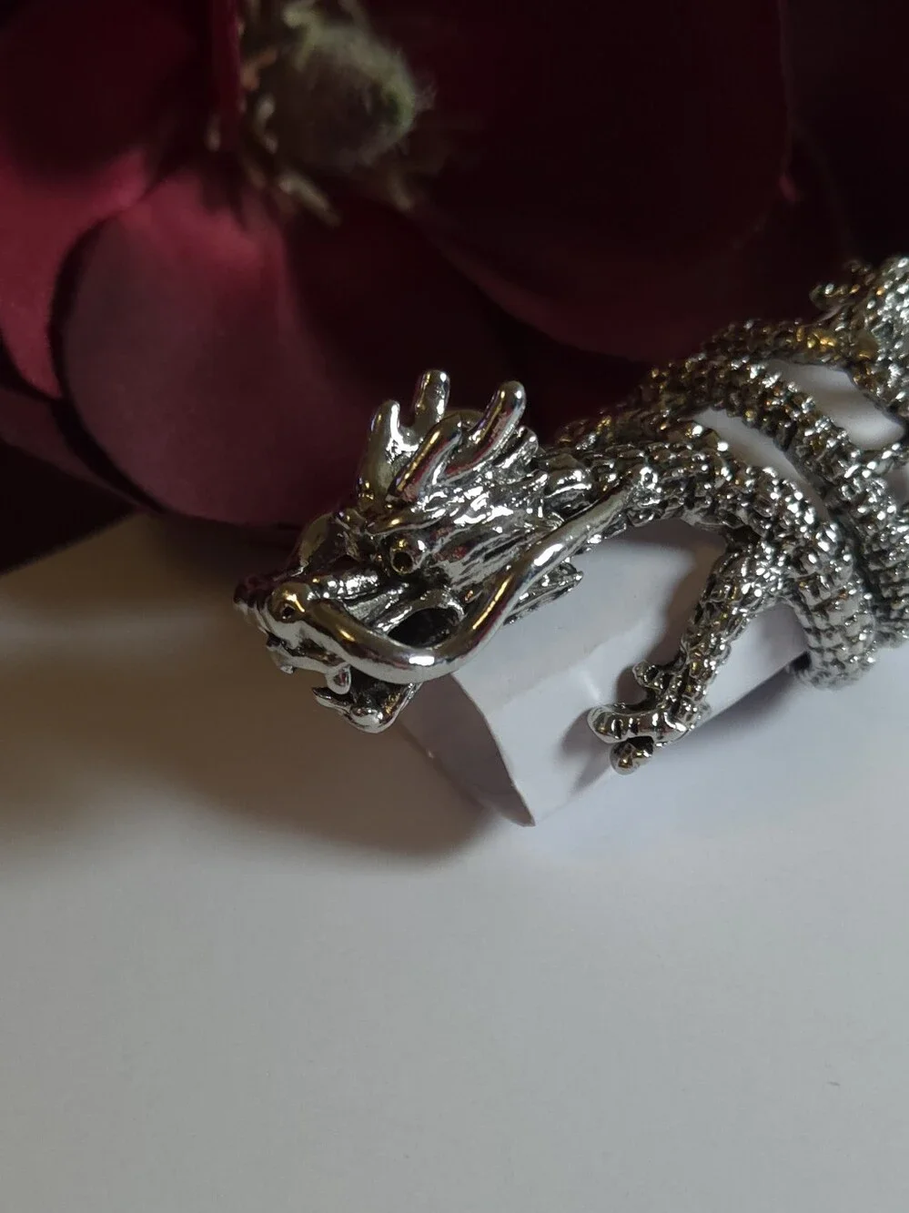 Silver Plated Dragon Tail Wrap Around Ring Size 8 Statement Ring Unisex